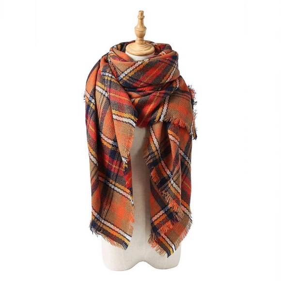 🎃 Pumpkin Spice🎃 Plaid Blanket Scarf - Picture 6 of 6